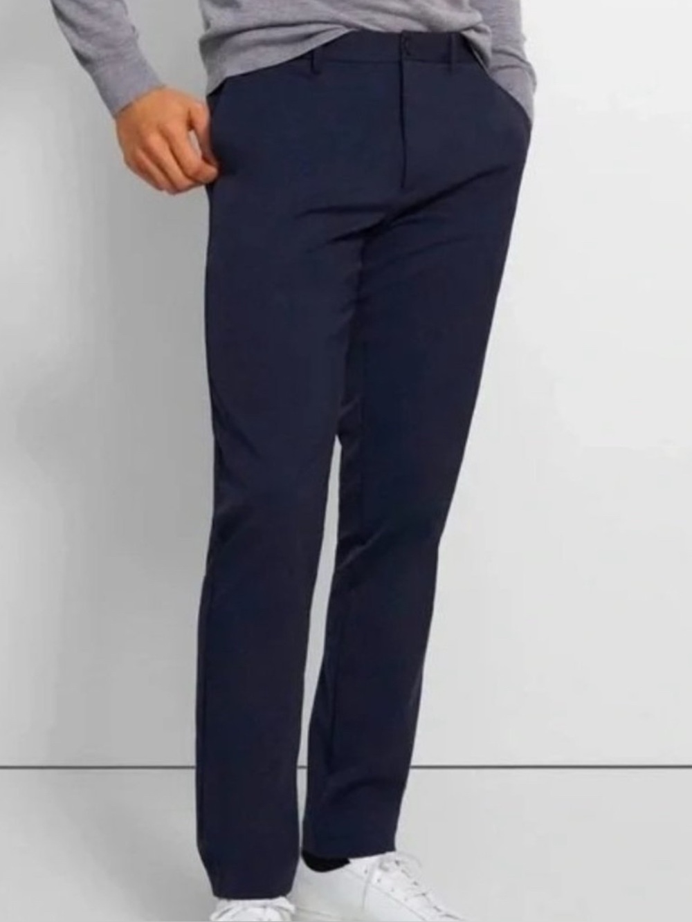 Theory Mens Zaine Neoteric Mid Rise Slim-Straight Pants Navy Blue Performance 32